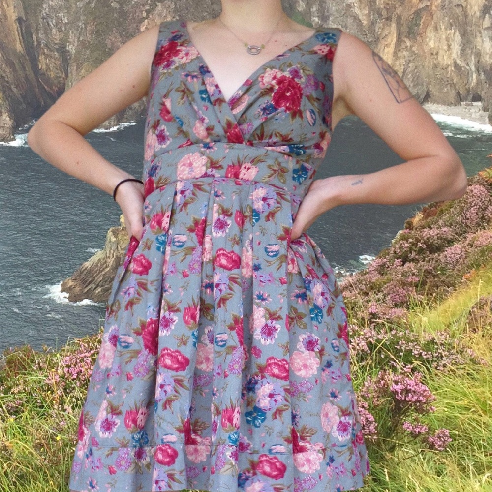 Gray and Floral semi formal dress